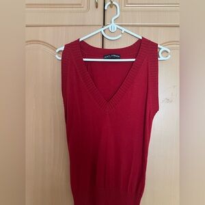 Dolce Gabanna Red Sleeveless V-Neck Top